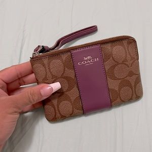 Coach Signature Stripe Logo Wristlet Purple/Boysenberry